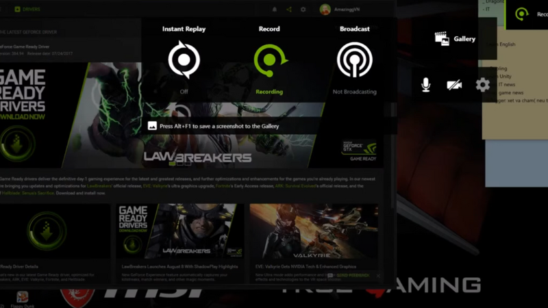 Phần mềm livestream NVIDIA Geforce Experience