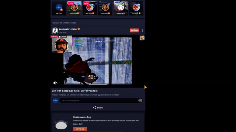 Phần mềm livestream Omlet Arcade